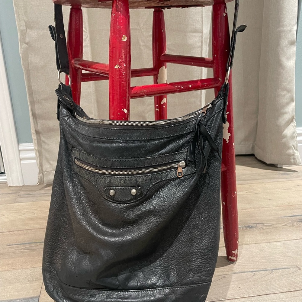 Pre owned Vintage Black Balenciaga Moto Handbag!